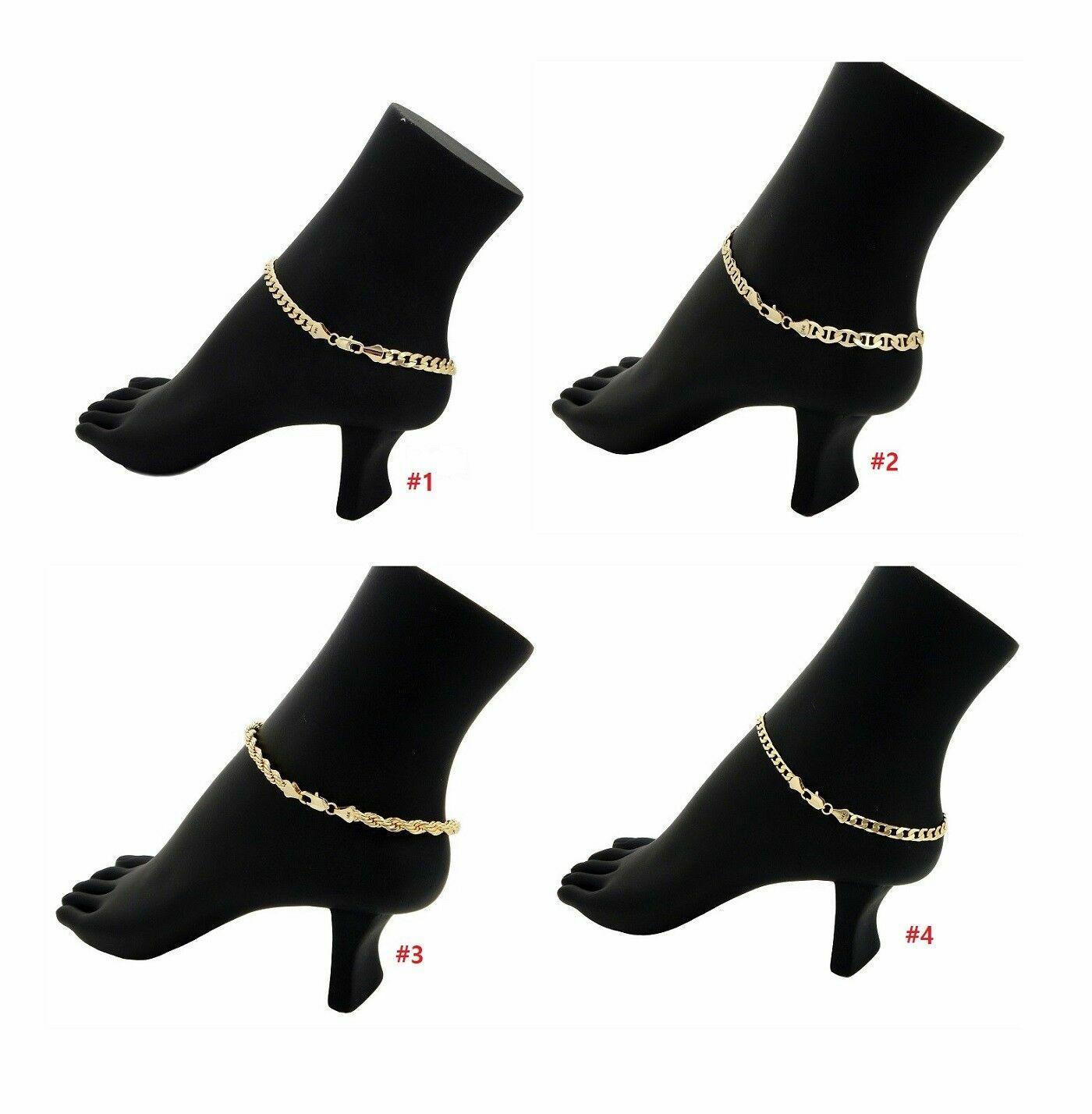 TWIST ROPE CUBAN LINK MARINER CHAIN ANKLET ANKLE BRACELET 14K ITALY GOLD PLATED