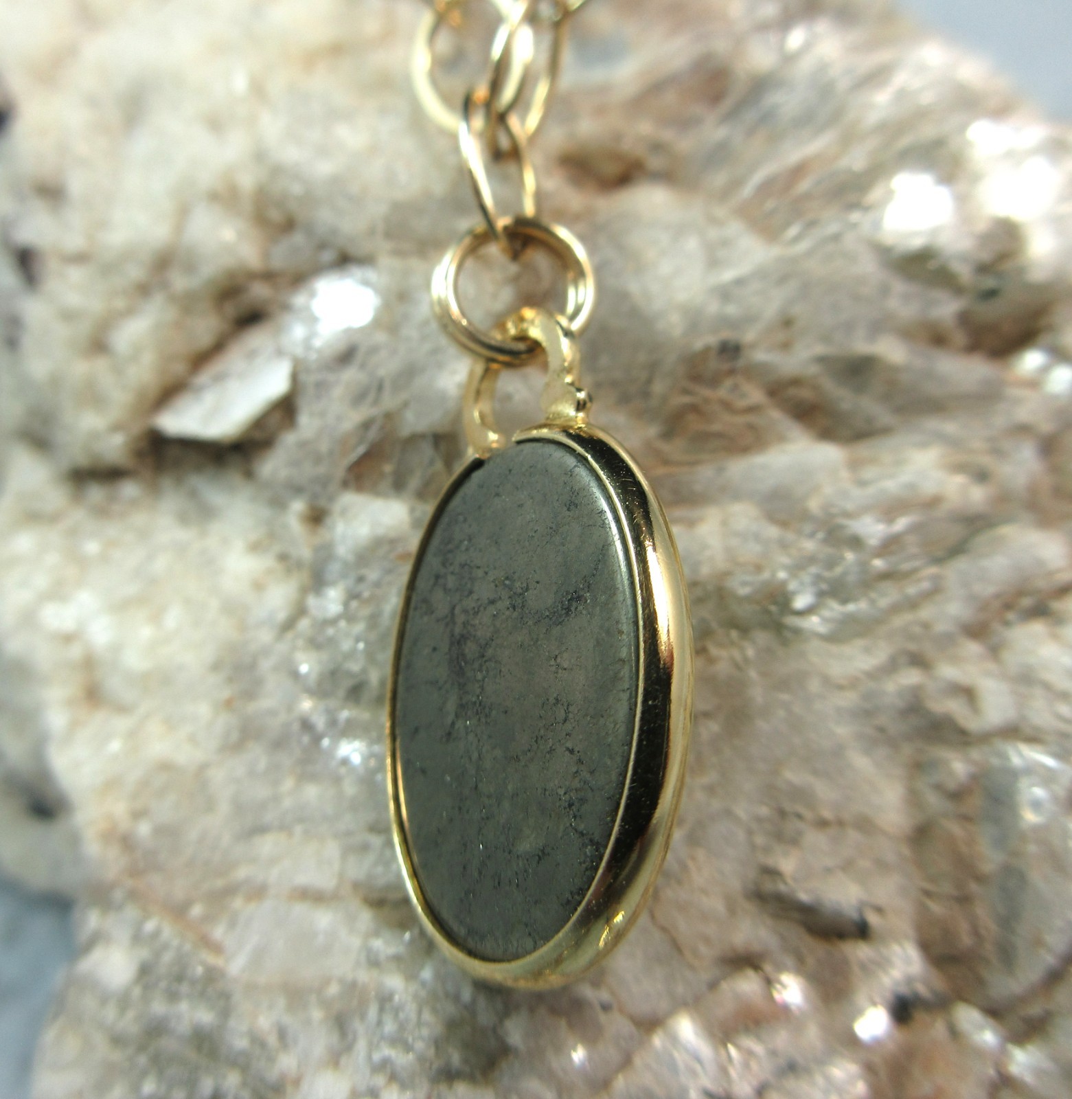 PYRITE “Fool’s Gold” NECKLACE – Genuine 14K Gold-filled Golden Bronze 17.57ct