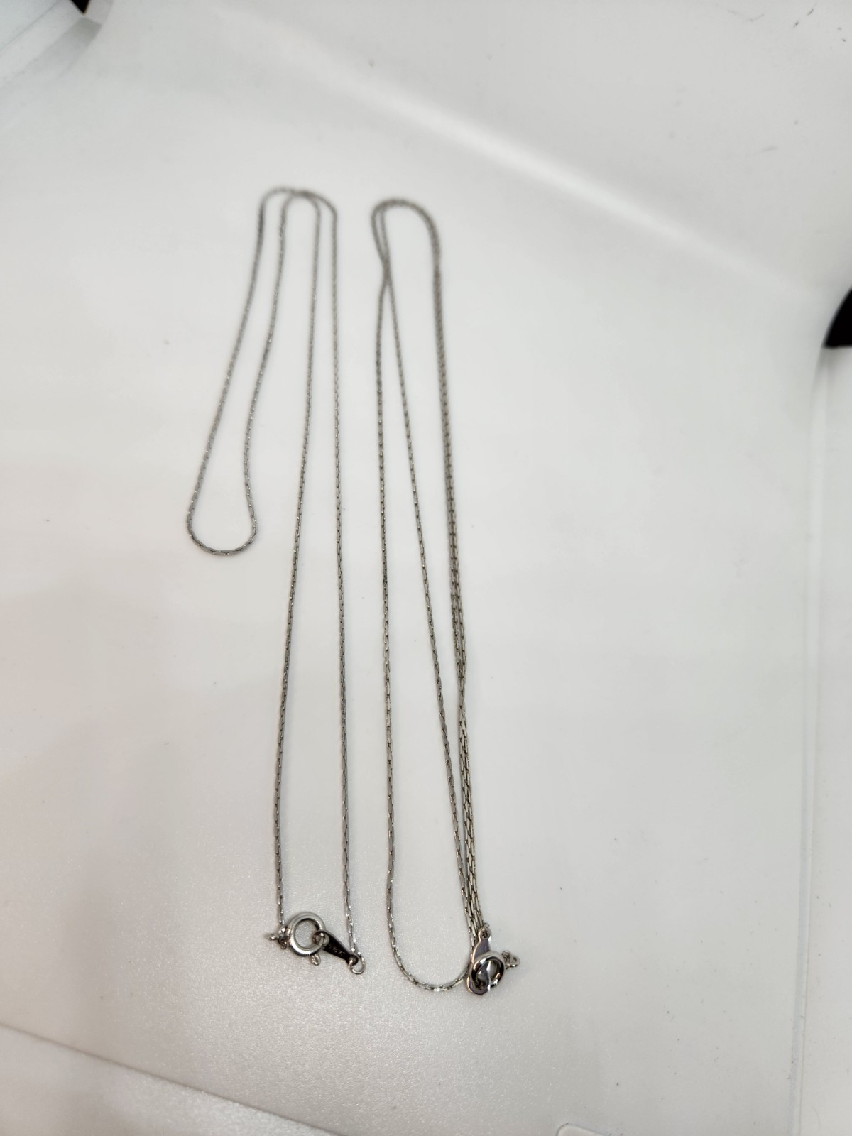 Set Of 2 Silver Tone Chain Necklace Bundle Made In Japan
