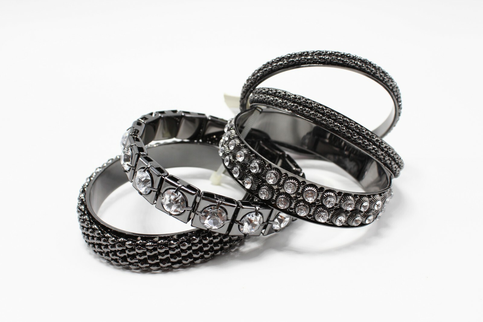 New 5 Piece Rhinestone Bangle Bracelet Set by Bold Elements #B2006