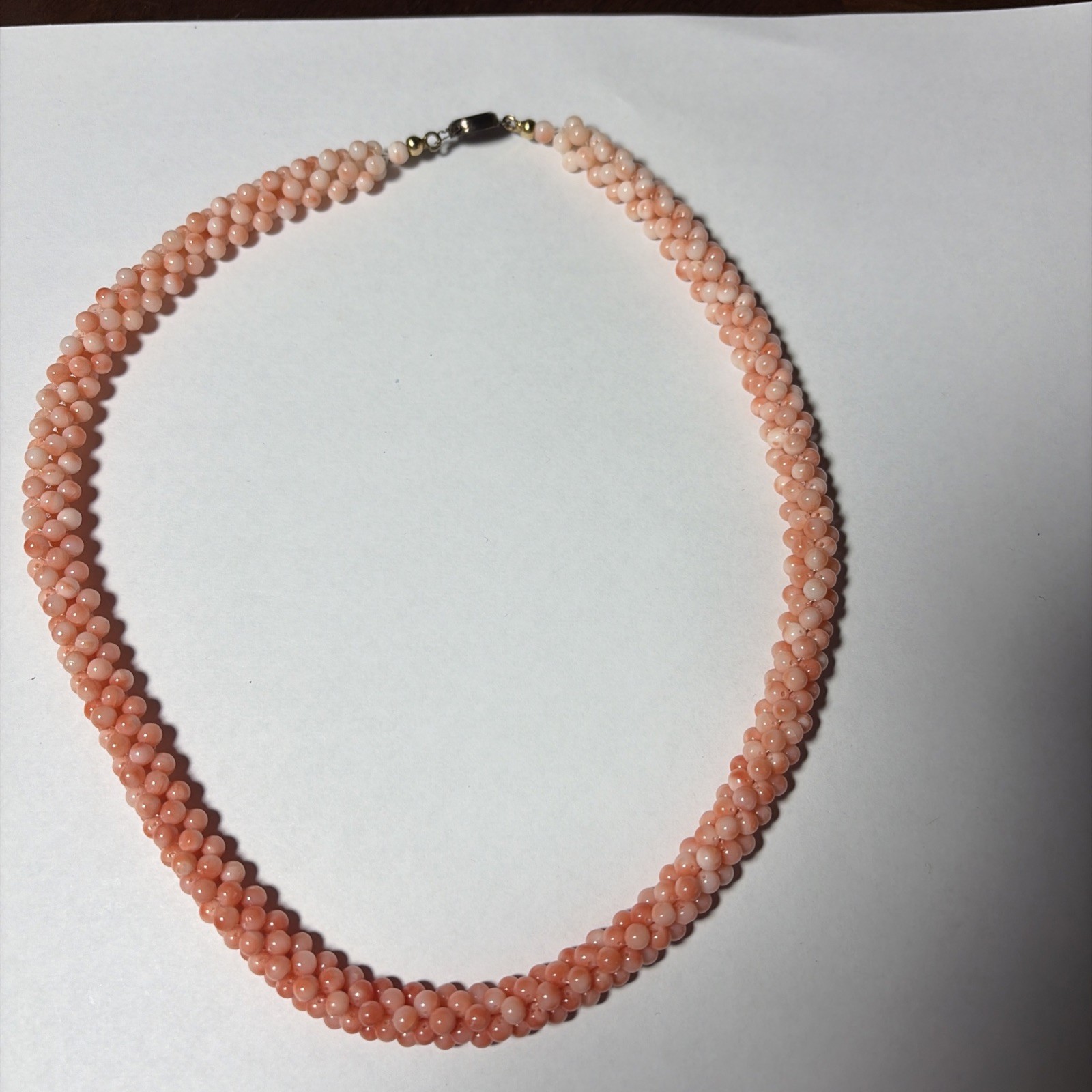 18” Peach Coral Pearl necklace Vintage