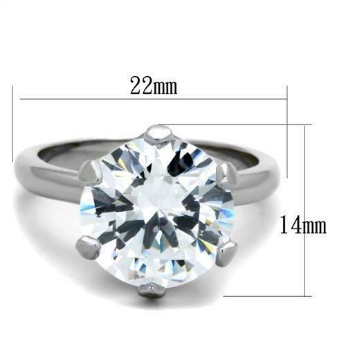 TK1823 – High polished (no plating) Stainless Steel Ring with AAA Grade CZ in