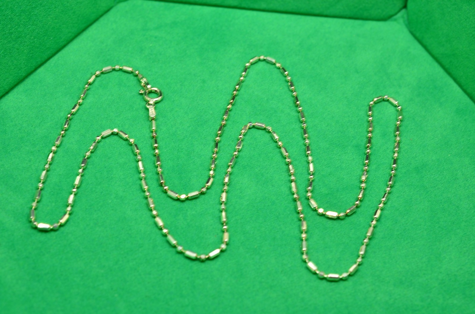 24″ Silver Plated Bead and Bar chain necklace 1.2mm