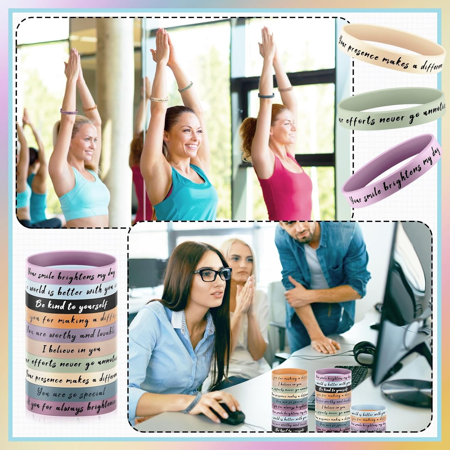 120 Pcs Motivational Quote Rubber Wristbands Inspirational Silicone Bracelets Bu