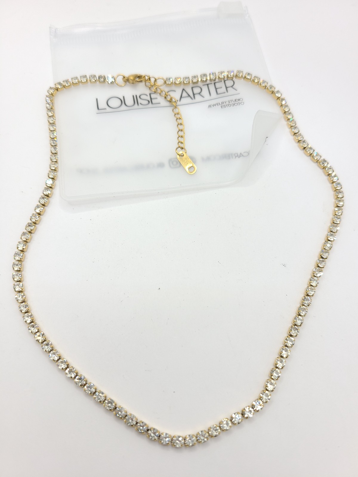 Louise Carter Monaco Tennis Necklace 16″-18″ 14k Gold PVD Waterproof