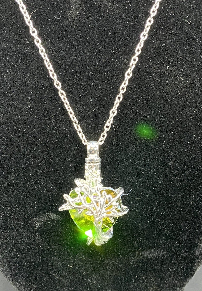 Aurora Heart Tree Of Life Urn Pendant Silver Tone 20” Chain For Pets & Ashes