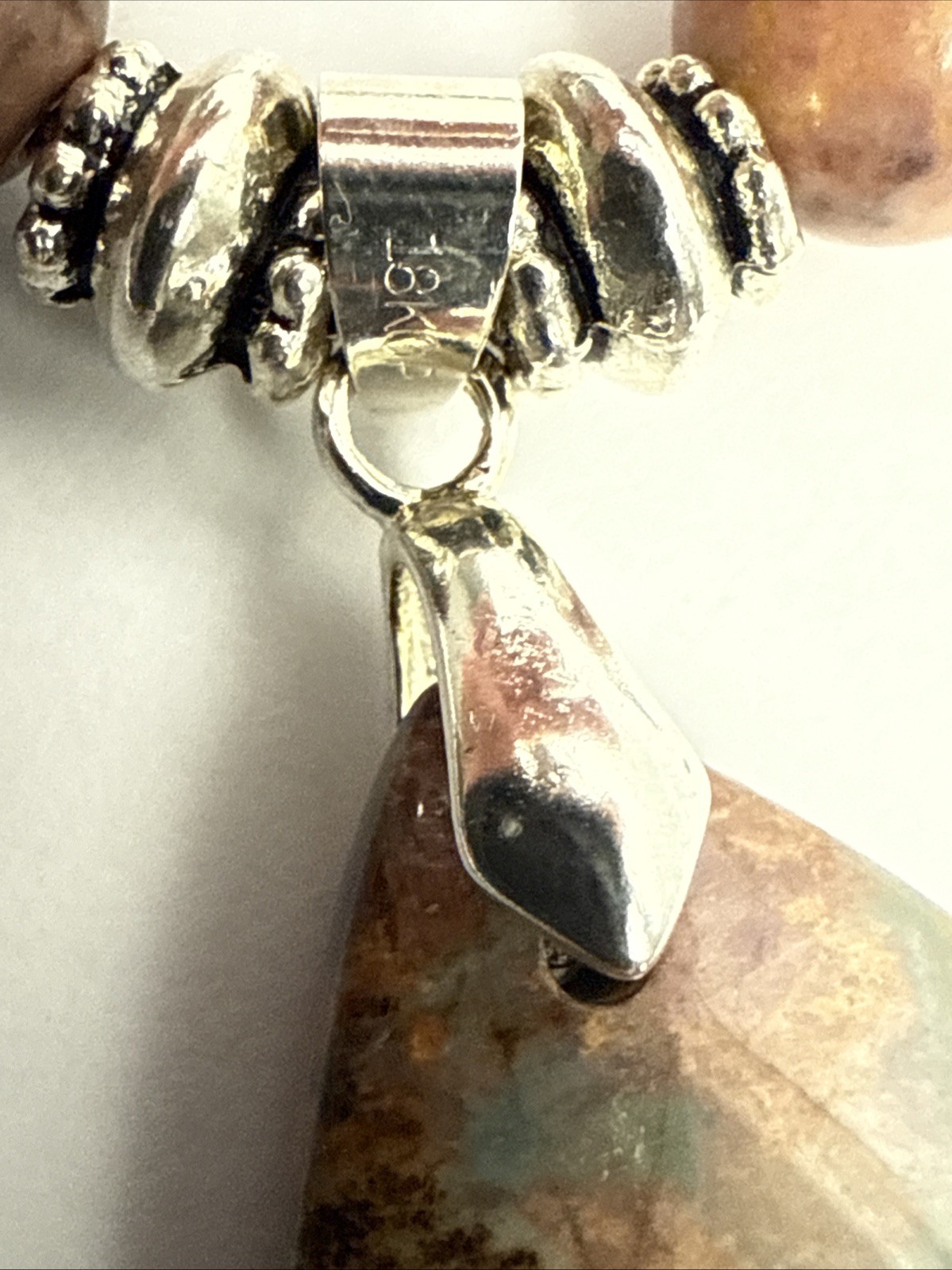 Pink Rhodonite Pendant With Smooth Round Gemstones With Matching Ear Rings 18KGP