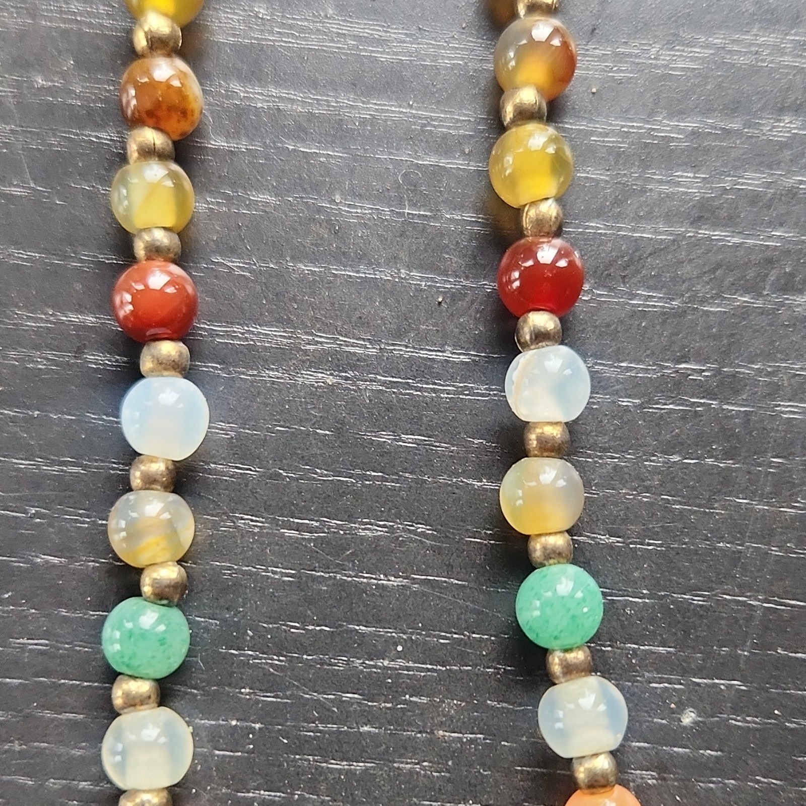 Multicolor Assorted Gemstone Beaded Necklace Ball/Bead Chain Barrel Clasp