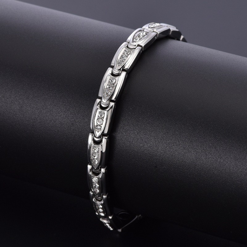 INS Style Titanium Steel Micro Diamond Bracelet with Magnetic Clasp