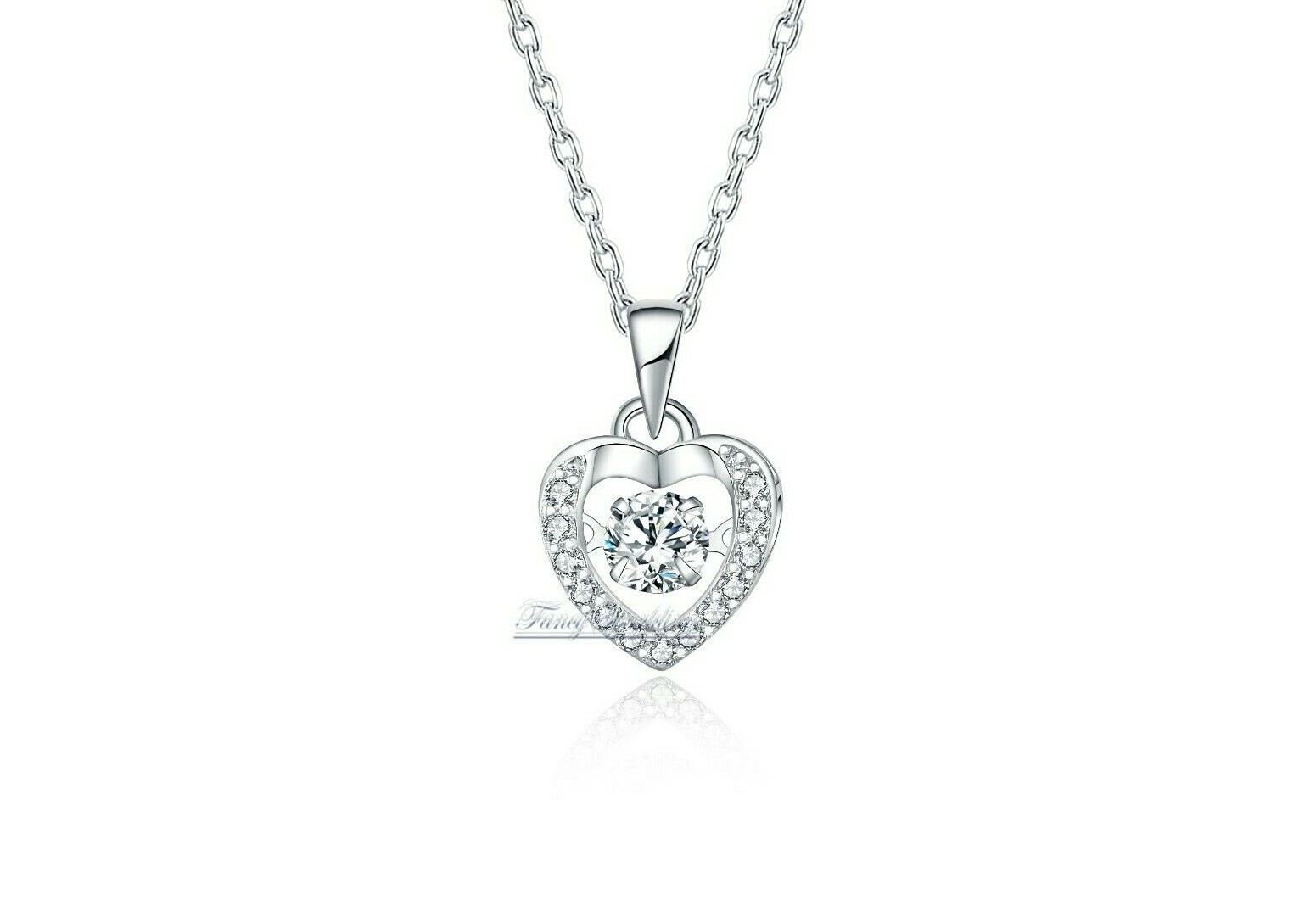 1Ct Womens Heart Pendant Necklace Simulated Diamond 14K Gold Plated Solid Silver