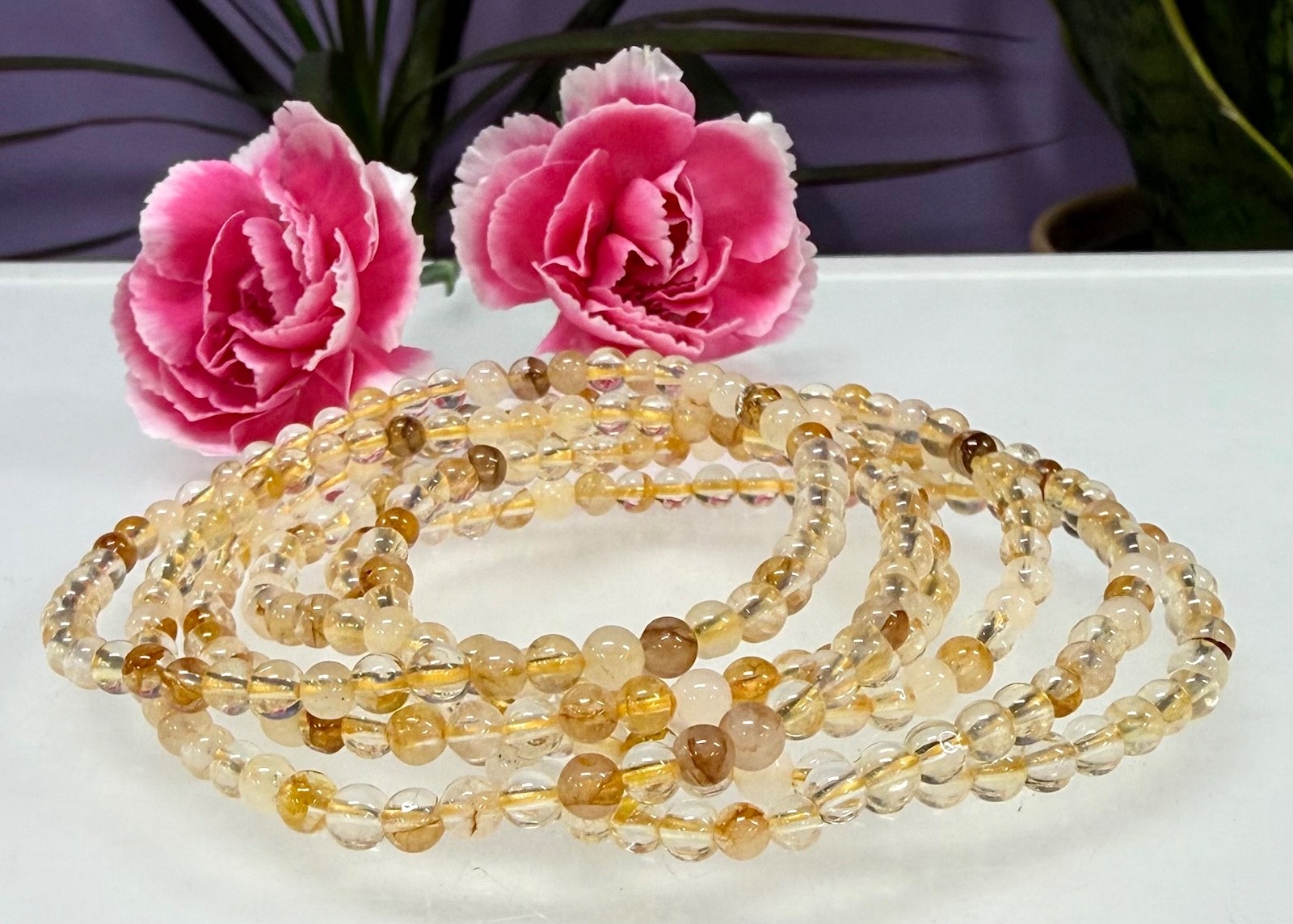 Wholesale 6 Pcs Natural Golden Healer 4mm 7.5” Crystal Stretch Bracelet