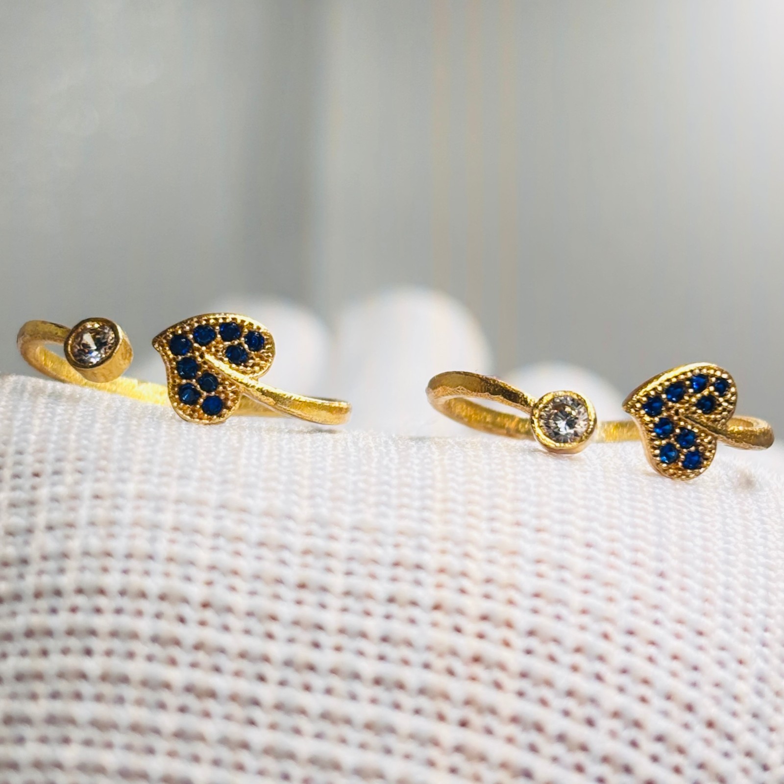 Heart Adjustable Toe Ring Gold Plated Artificial Stone Open Band Foot Jewelry