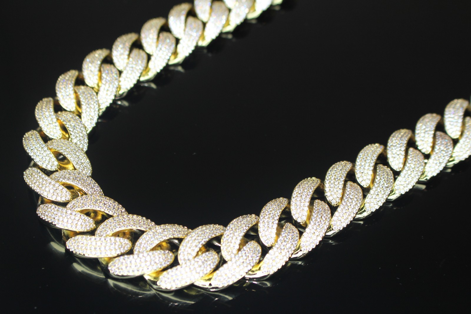 MASSIVE 14k STAMPED 20mm GOLD Cuban Miami Chain 82ctw VVS Lab Sim Diamond 450g+