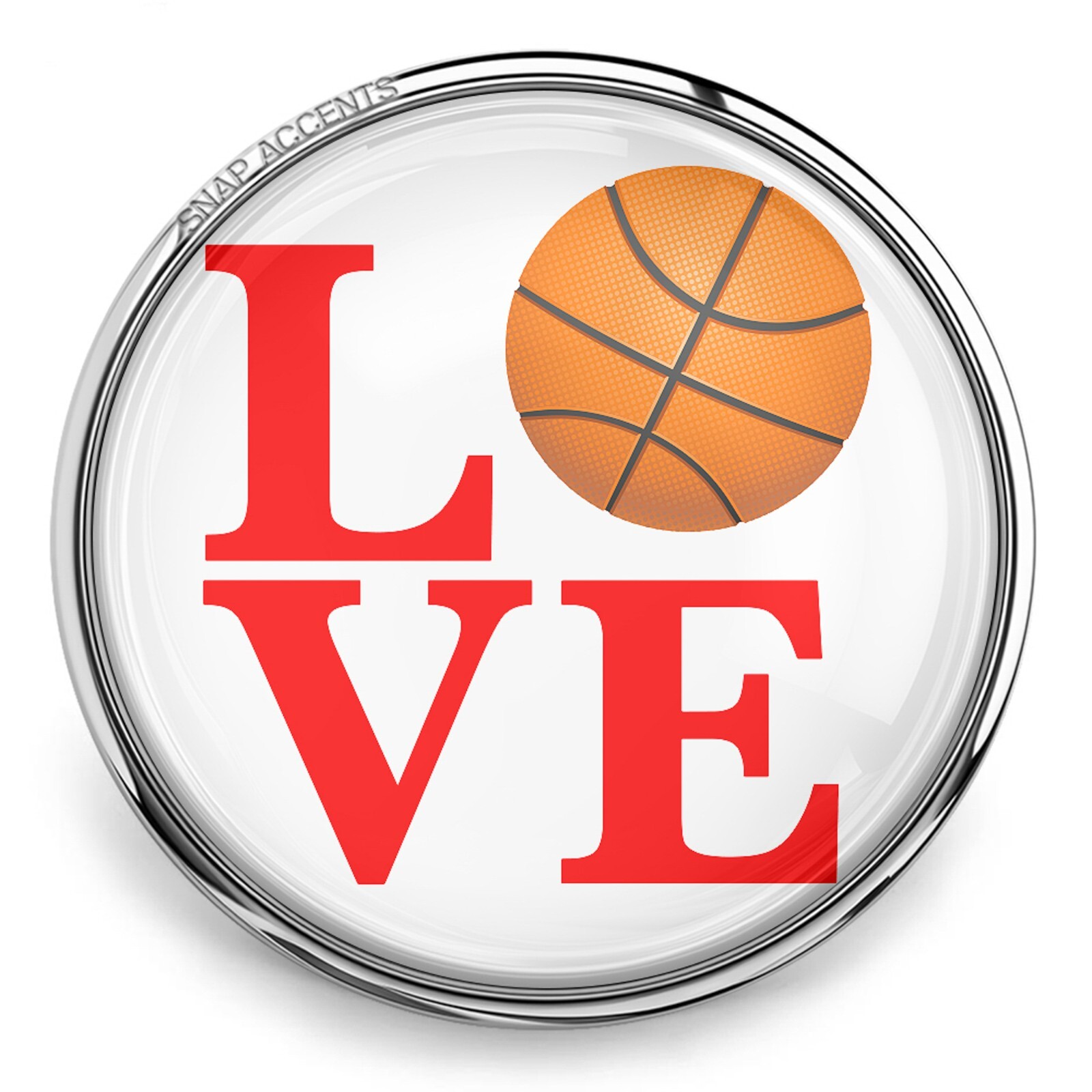 Choose Color | Basketball Love Snap Jewelry Ginger Charm Team 18MM Sports Ball