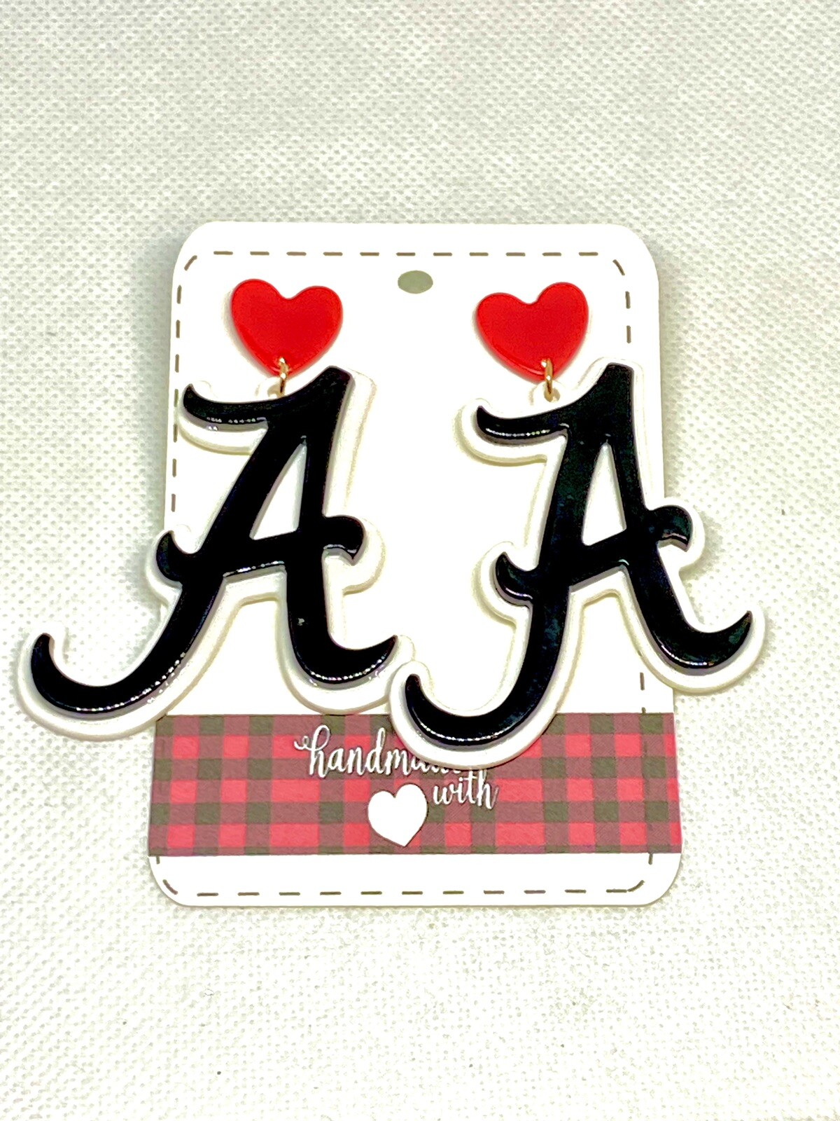Alabama Crimson Tide Inspired Black Letter A Dangle Earrings