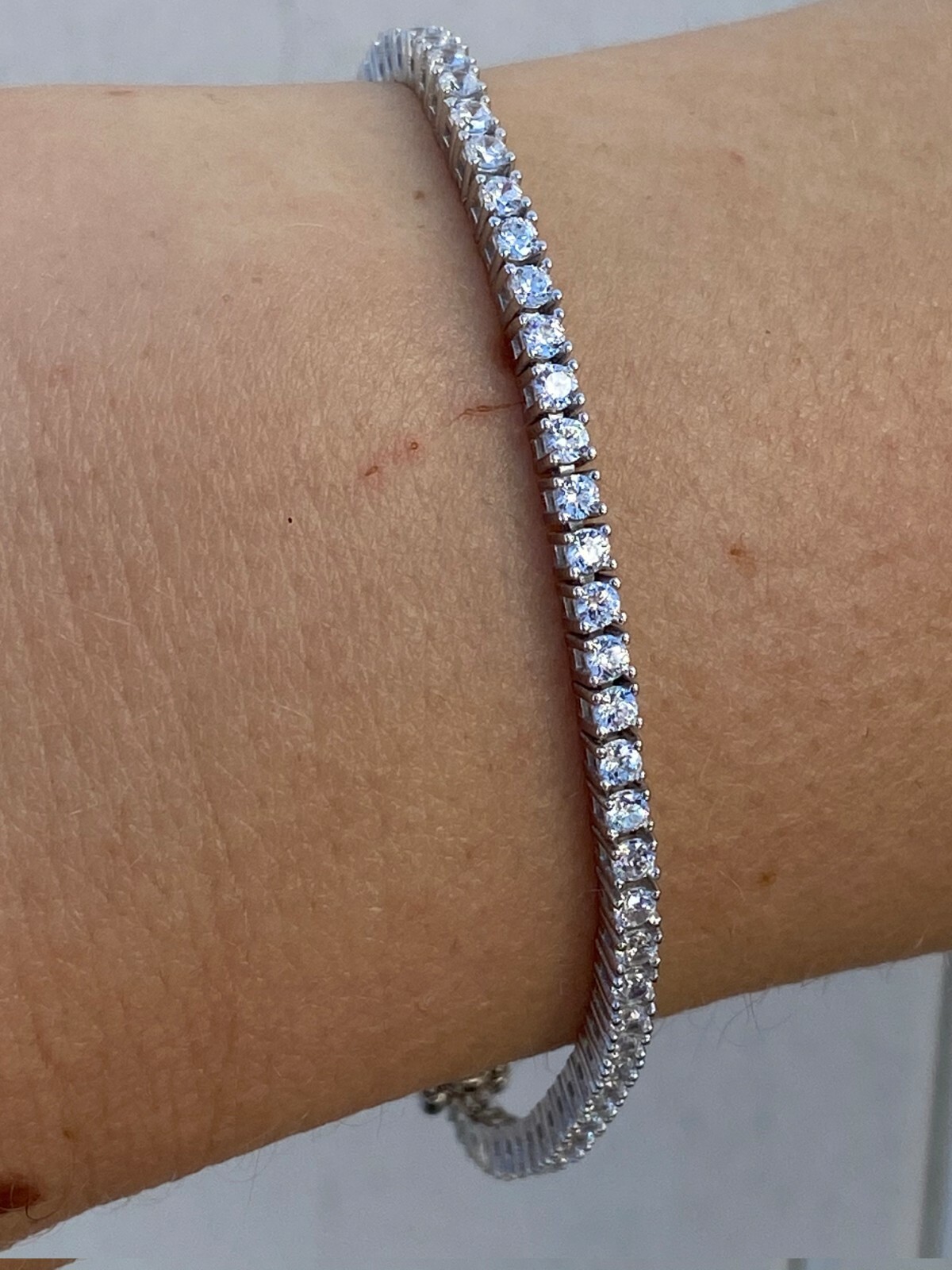 Real 925 Sterling Silver 2mm Tennis Bracelet CZ 6-8.5″ Mens Or Ladies Iced