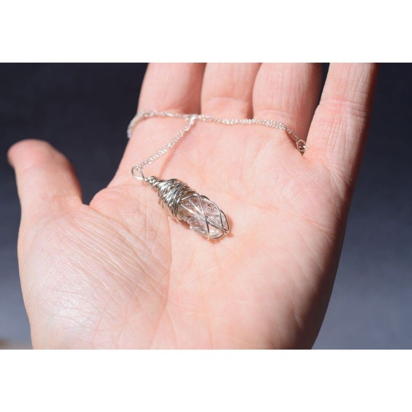 Sterling Silver Raw Diamond Necklace, Rough Diamond Necklace, Uncut Diamond Neck