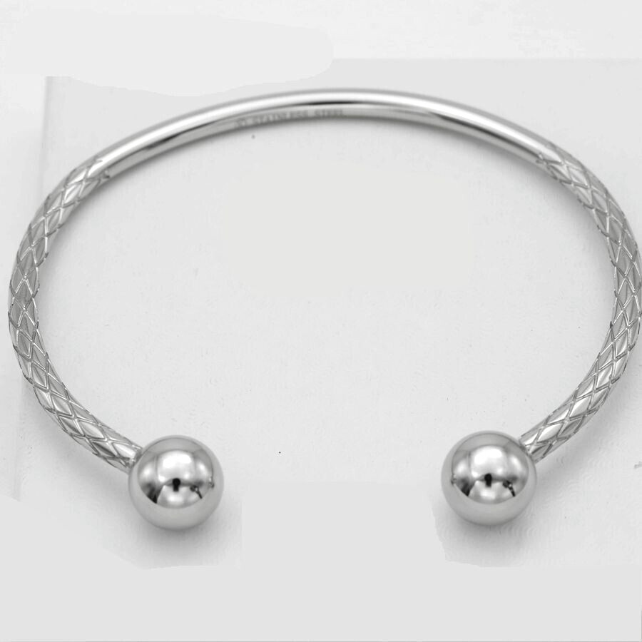 Men’s 8″Stainless Steel Solid Round Cuff Bracelet Classics High Polish,Box