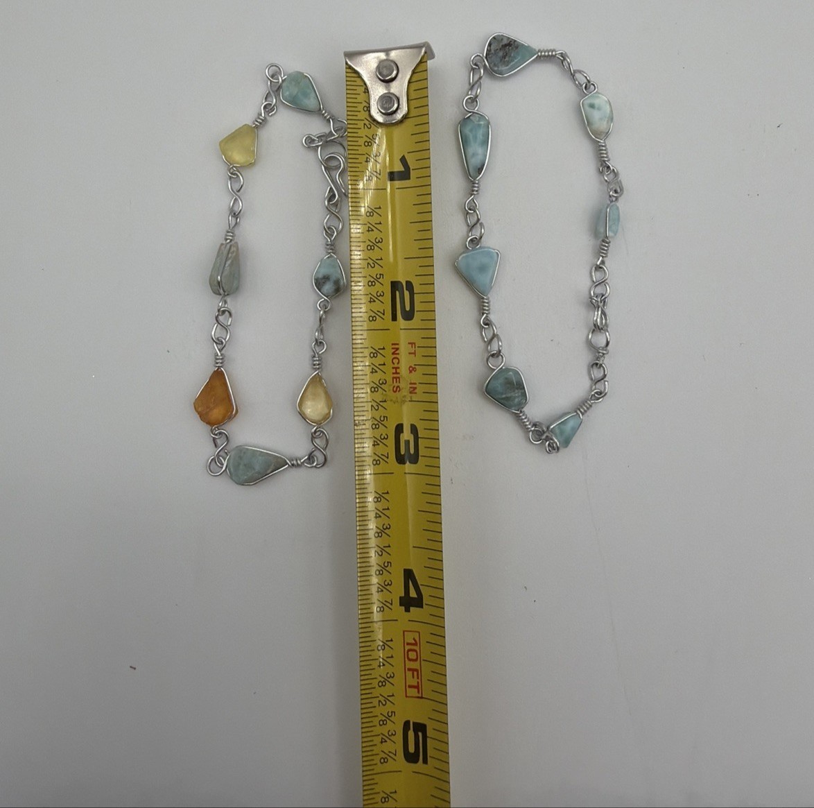 Lot of 3 Artisan Stone Beaded Bracelets Silver Tone Charm Wire Wrapped Boho