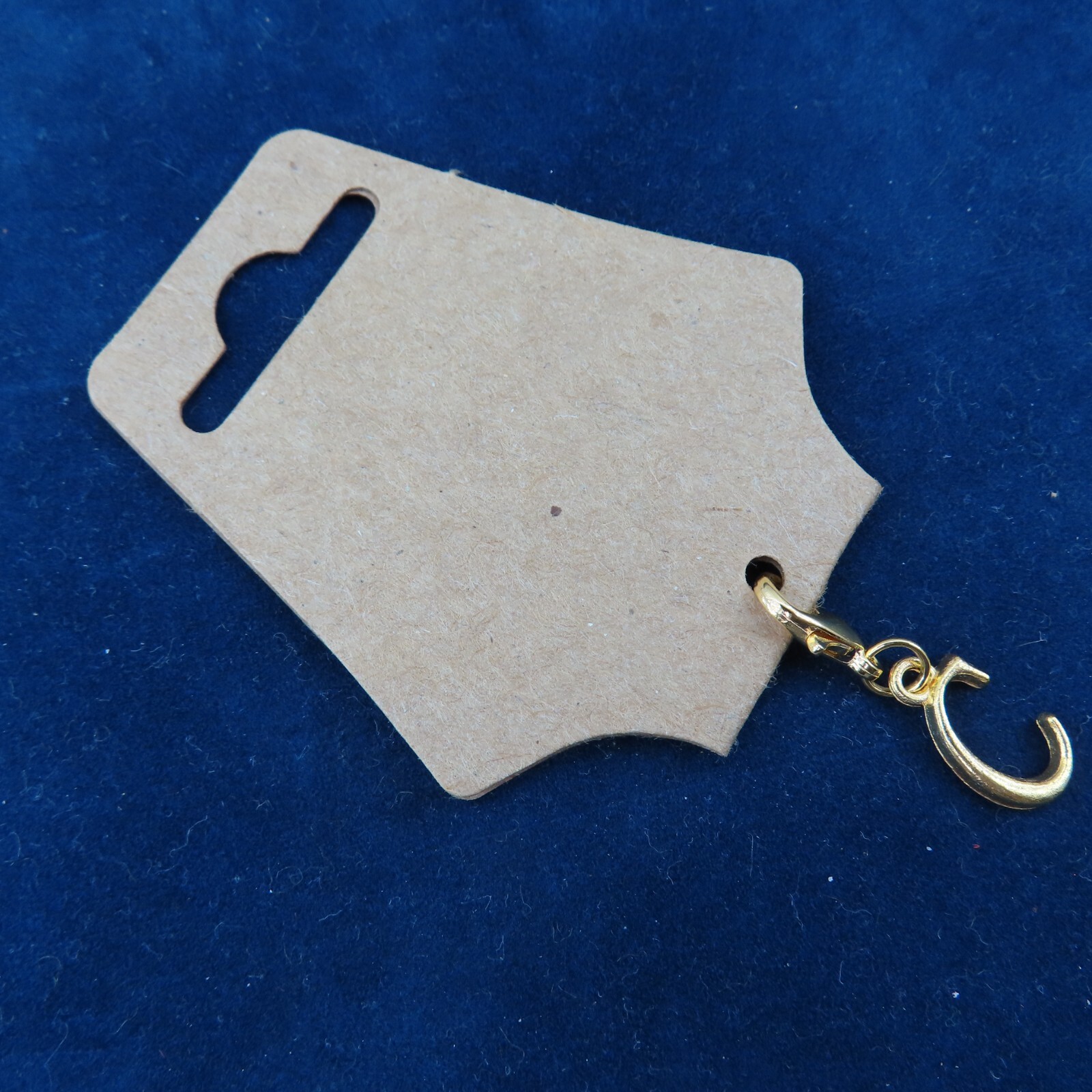 Initial CURSIVE LETTER C Charm Zipper Pull Keychain Add On Clip Gold Tone Medium