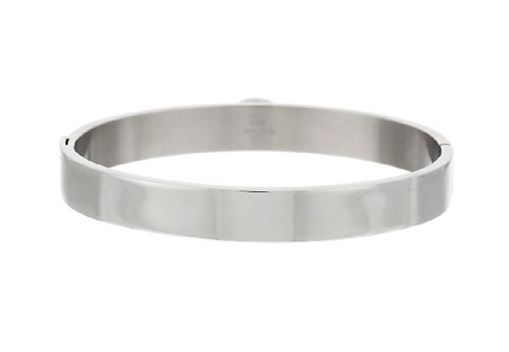 QVC Steel by Design Stainless Steel Crystal Initial ‘p’ Bangle Bracelet 7-1/4″