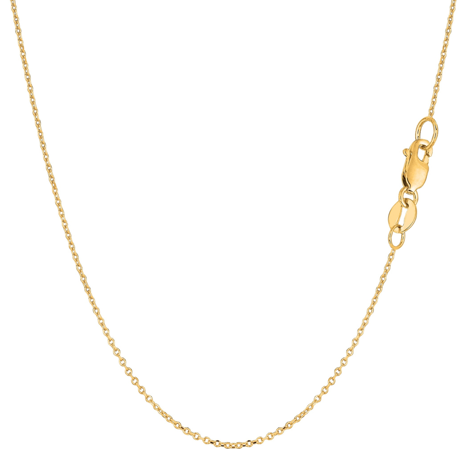 14k Yellow Real Gold Cable Link Chain Necklace, 0.8mm, 16″