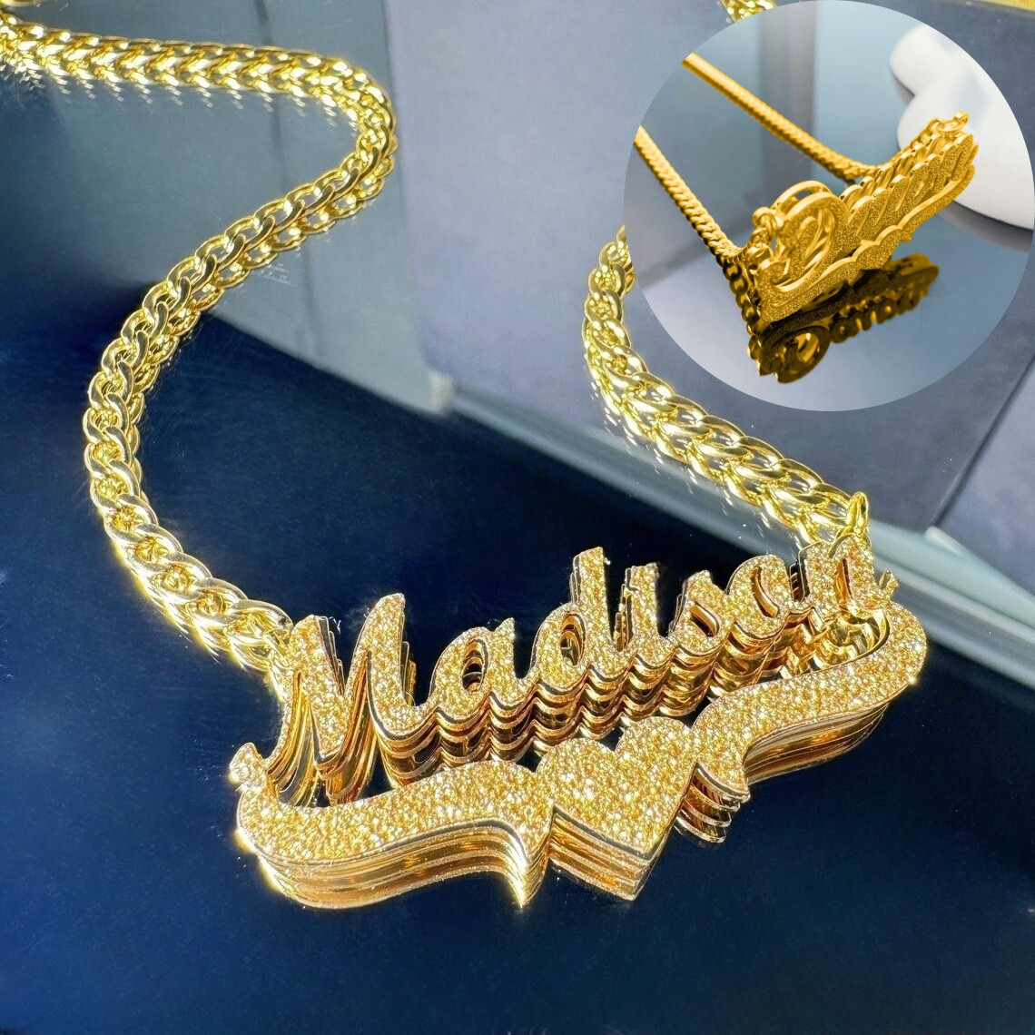 Custom Name Frosted Necklace Personalized Exclusive Gold Silver Color Jewelry