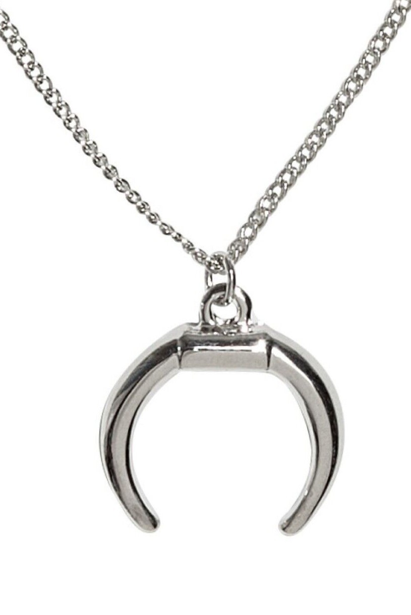 CRESCENT MOON Pendant NECKLACE Female Empowerment 22cm Fine SILVER TONE Chain