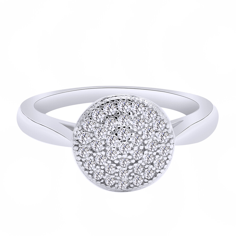 Cluster Engagement Ring Round Cut Simulated Diamond Solid Sterling Silver