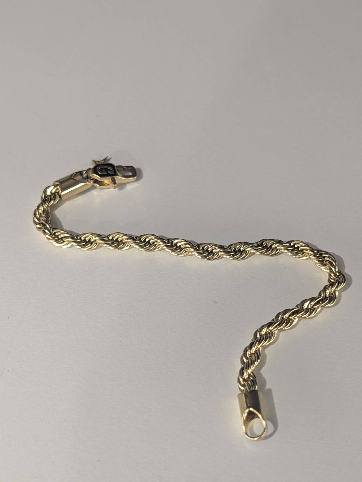 GLD Shop Yellow Gold Rope Chain Bracelet 6″ Monogram G Enamel Clasp & Star Charm