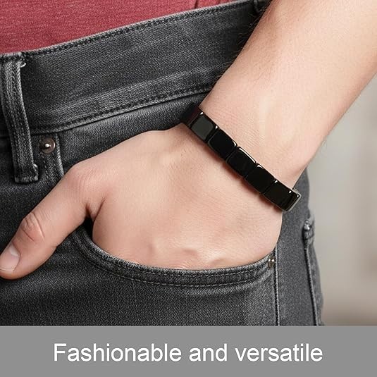 2-Pack Hematite 8mm Bead Bracelets, 19.5″ Adjustable Magnetic Therapy Style