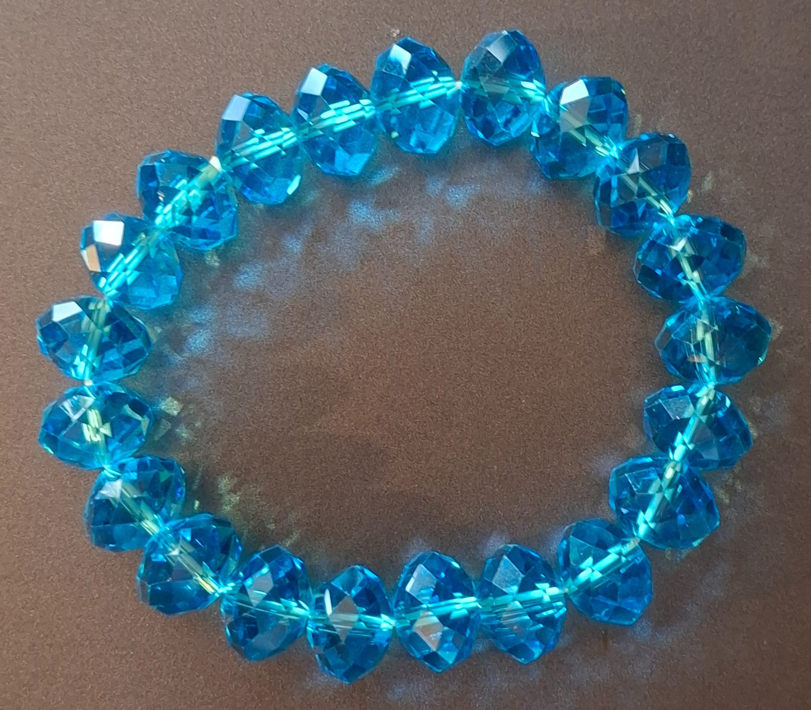 Vintage Jewelry Rondelle Faceted Dark Blue Crystal Bead Stretch Elastic Bracelet
