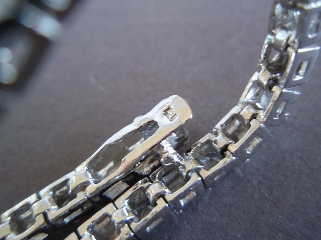GORGEOUS Sterling Silver 925 White CZ Tennis Square Links Bracelet ~ 7 in