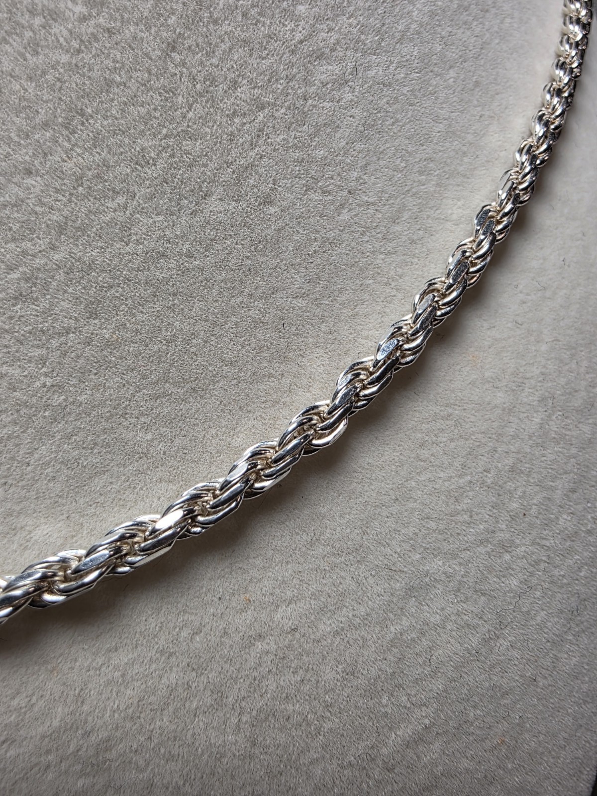 24″ 3.5mm Rope Chain 22.42g Solid 925 Sterling Silver w/ Lobster Clasp