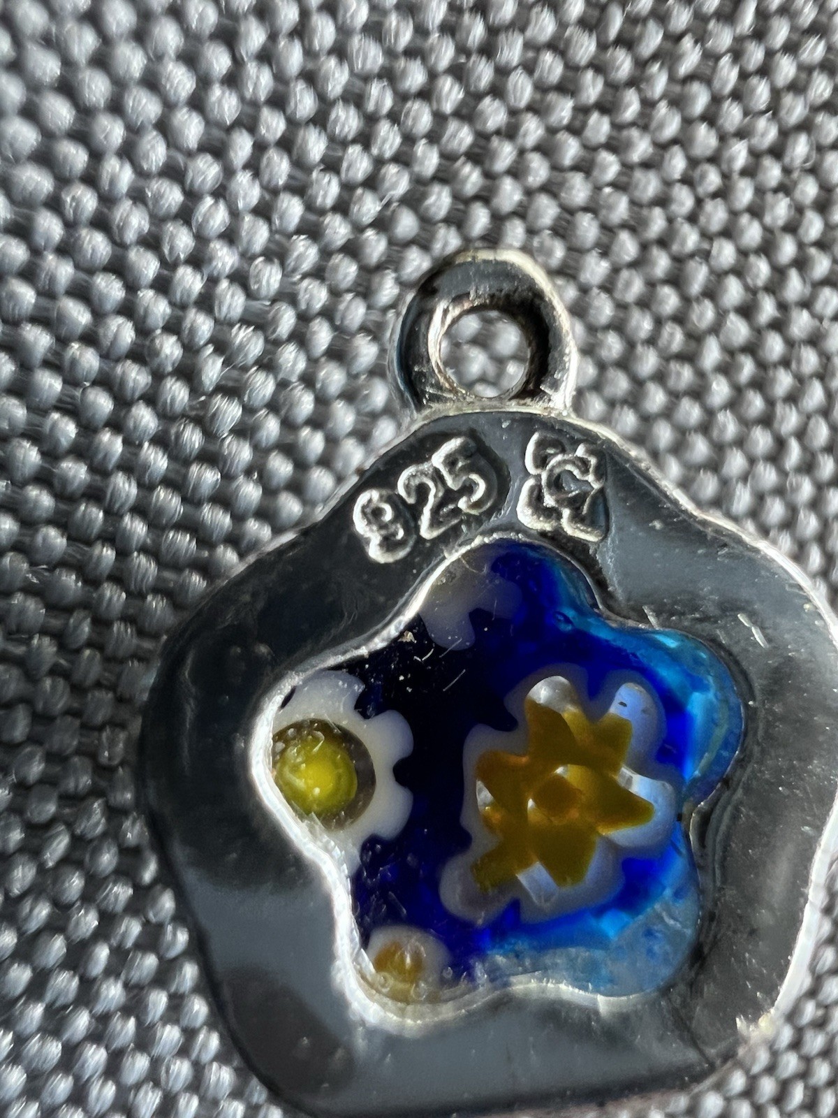 Small Blue Floral Sterling Silver Charm / Pendant 0.25” 0.96 Grams