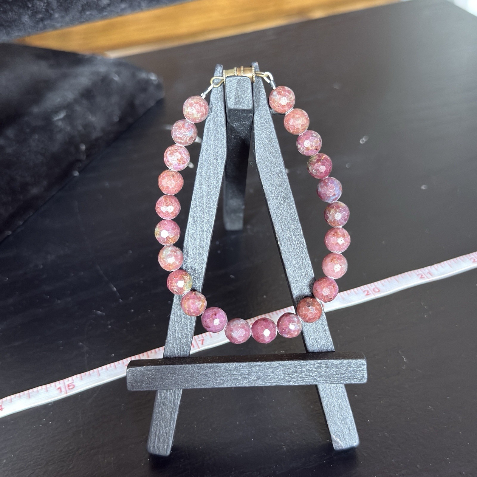 Ruby Natural Gemstone Bead Bracelet | Faceted Round 7mm