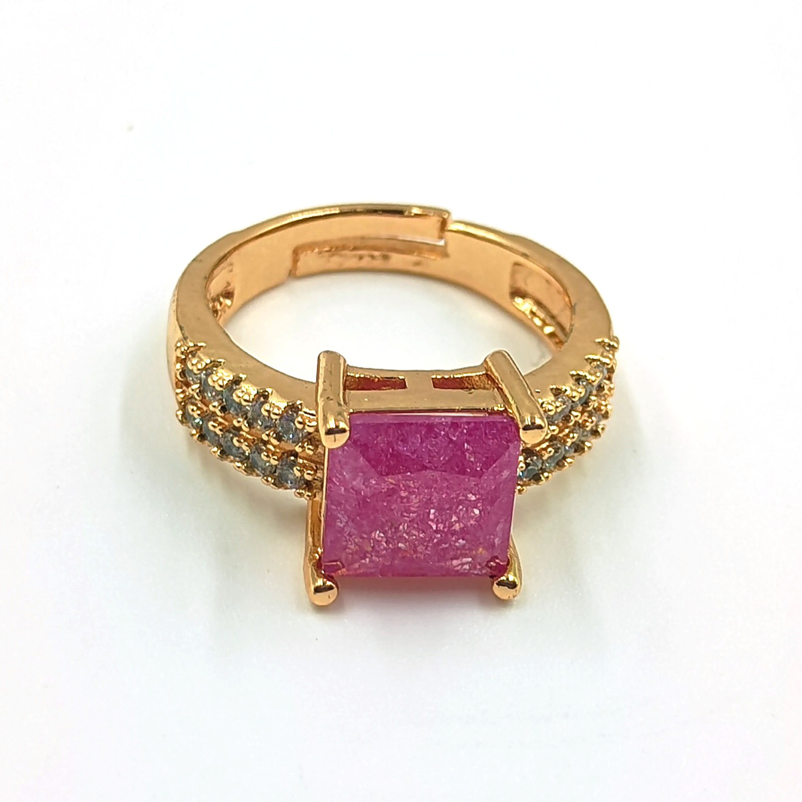 Elegant Ruby CZ Adjustable Ring 22k Gold Plated Party Wear Statement Ring