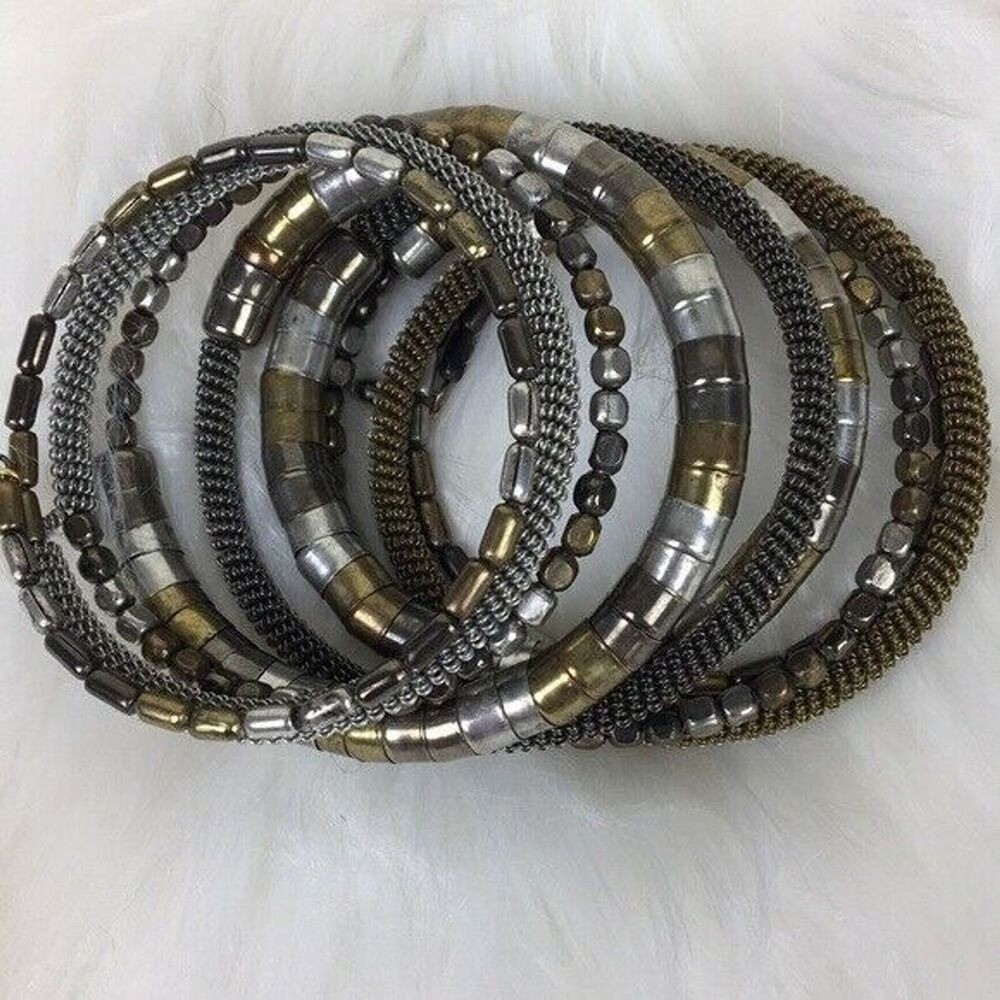 Wrap Coil Bracelet Chunky Bold Boho Cowgirl Tri Colored Mixed Metal Retro Y2K