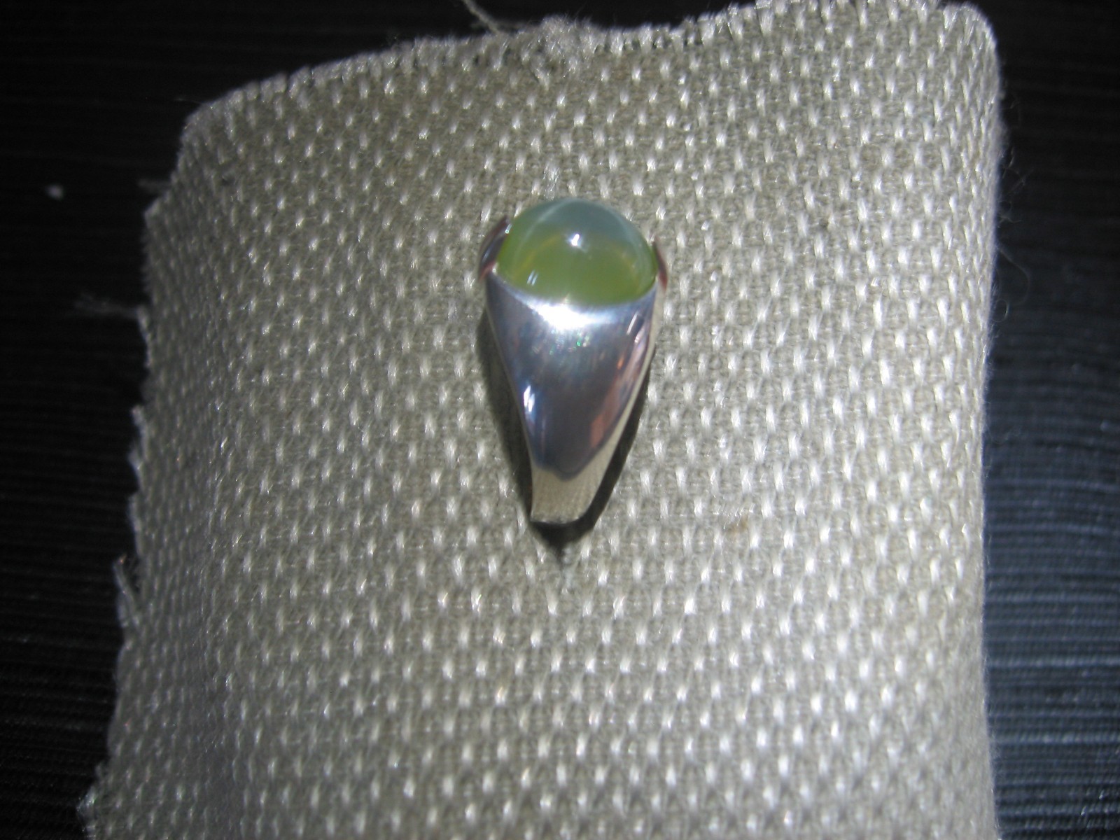 9X11M TRANSLUCENT SIGNED FERN GREEN LINDE STAR SAPPHIRE RING .925 STERLING SZ 9