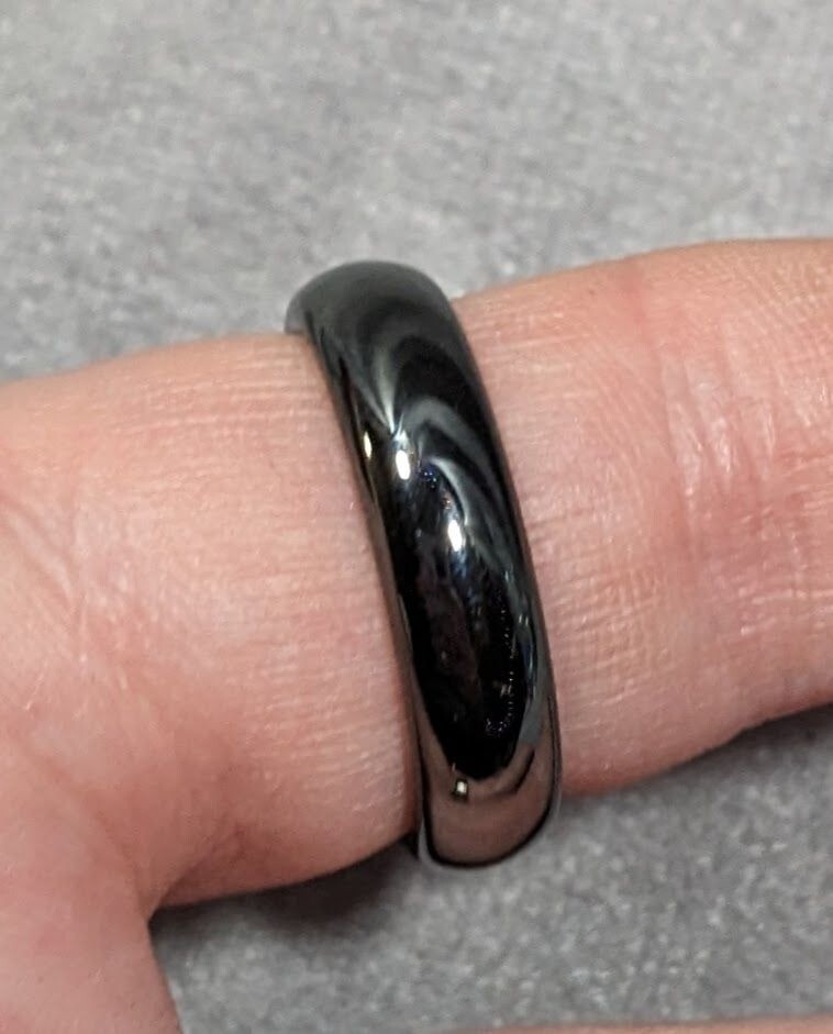 Solid Hematite Magnetic Polished Ring Size 11