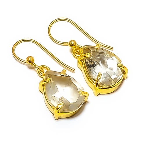 Green Amethyst – Brazil 18k Yellow Gold Plated Earring 1.17″ E7624-11