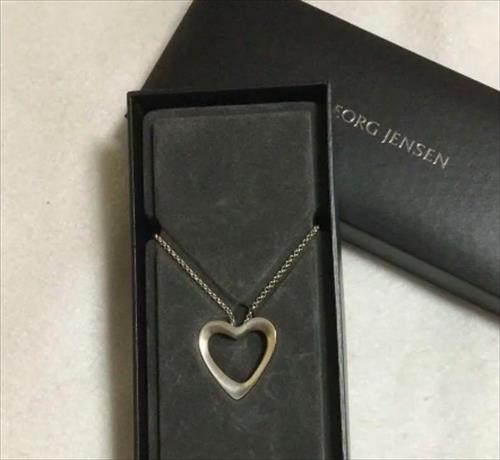Georg Jensen Necklace Artist Heart 2014 Sterling Silver 925 Length: 17.7 in.