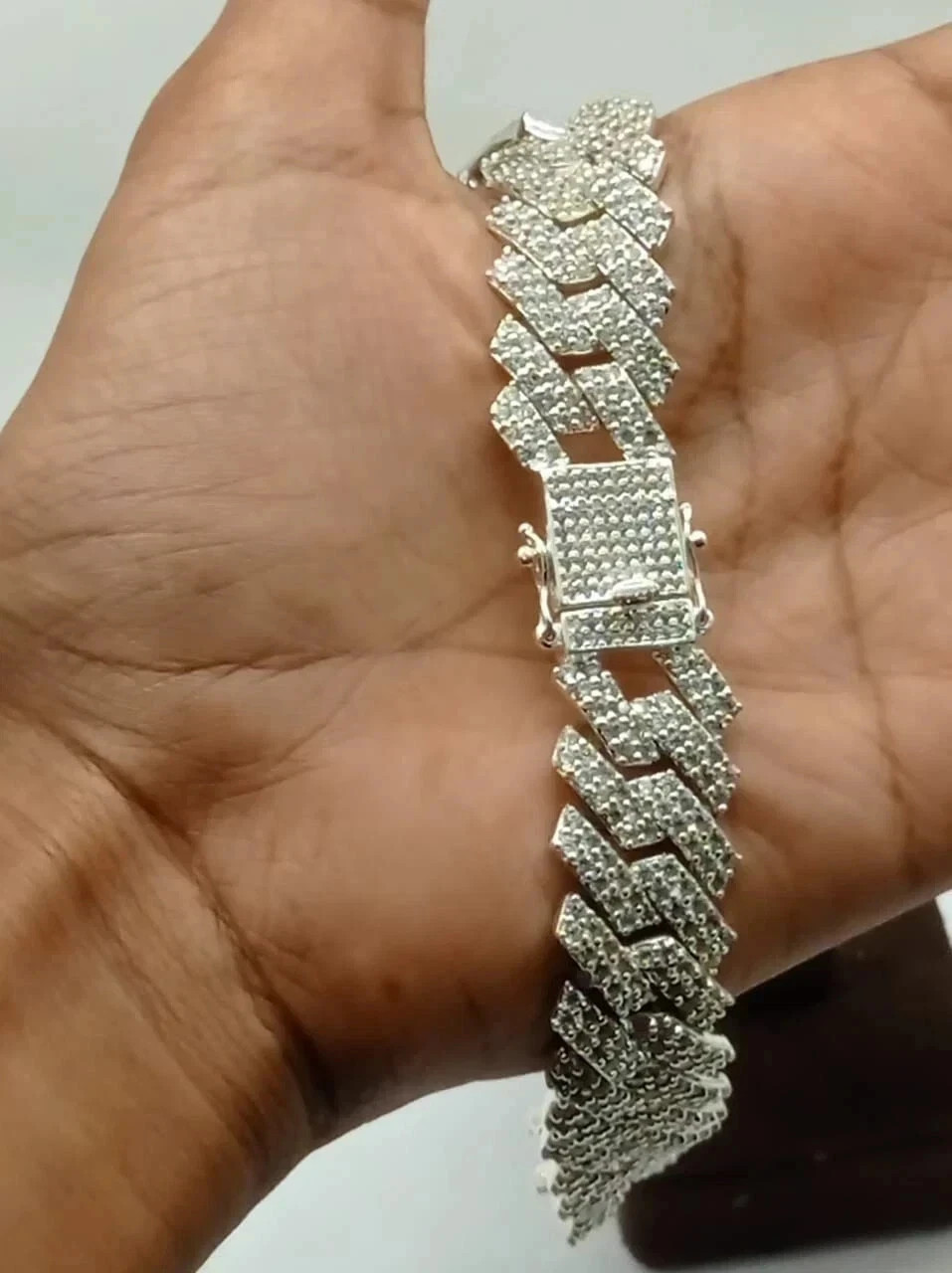 8Ct Round Cut Simulated Diamond Men’s Cuban Link Bracelet 14k 2-Tone Gold Plated