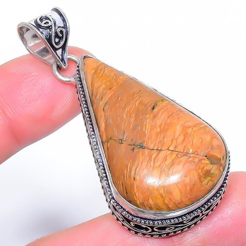 Natural Picture Jasper 925 Silver Plated Jewelry Pendant 2.2″ S1925 S