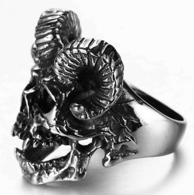 MENDEL Mens Gothic Punk Devil Biker Skull Ring For Men Stainless Steel Size 7-15