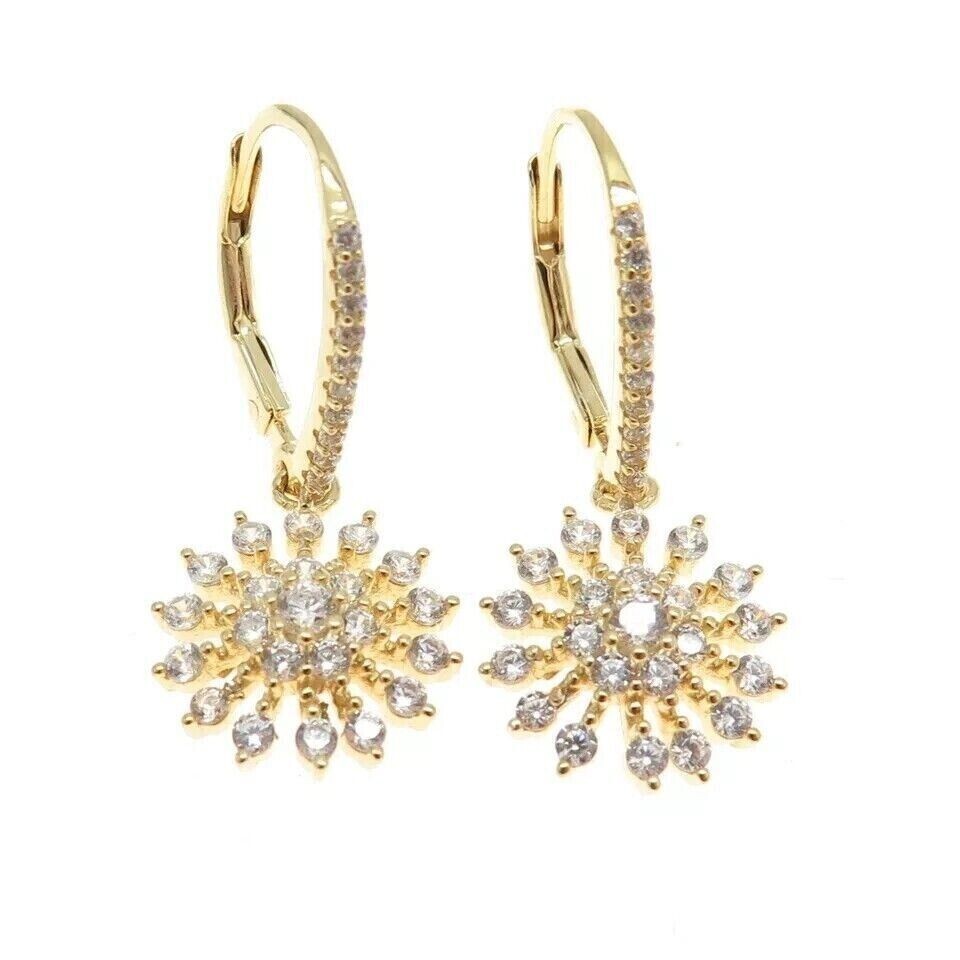 2Ct Round Cut Simulated Diamond Drop Dangle Earrings In 14k Yellow Gold Plated