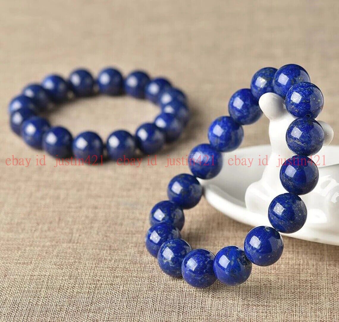 Natural 4/6/8/10/12/14/16mm Lapis Lazuli Beaded Blue Gems Stretch Bracelet 7.5″