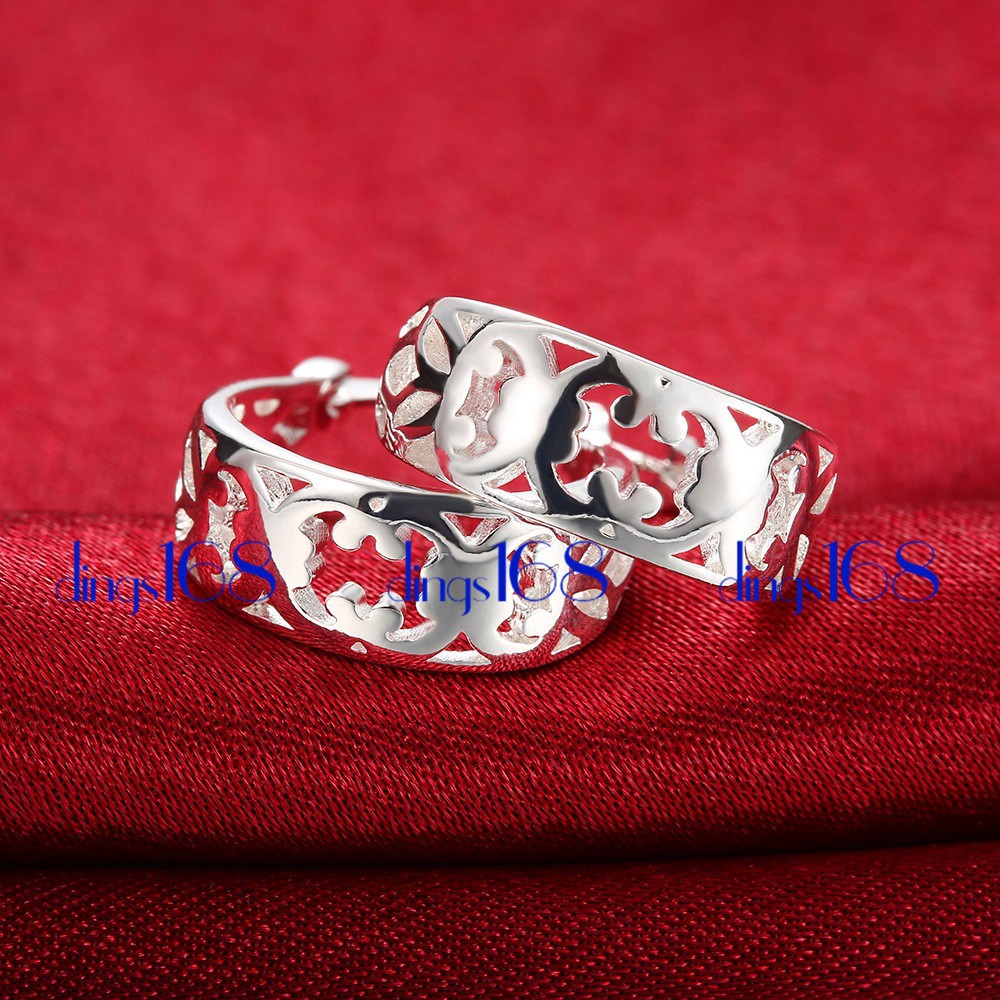Genuine 925 Sterling Silver Hypo-Allergenic See-through Small Hoop Earrings A1U