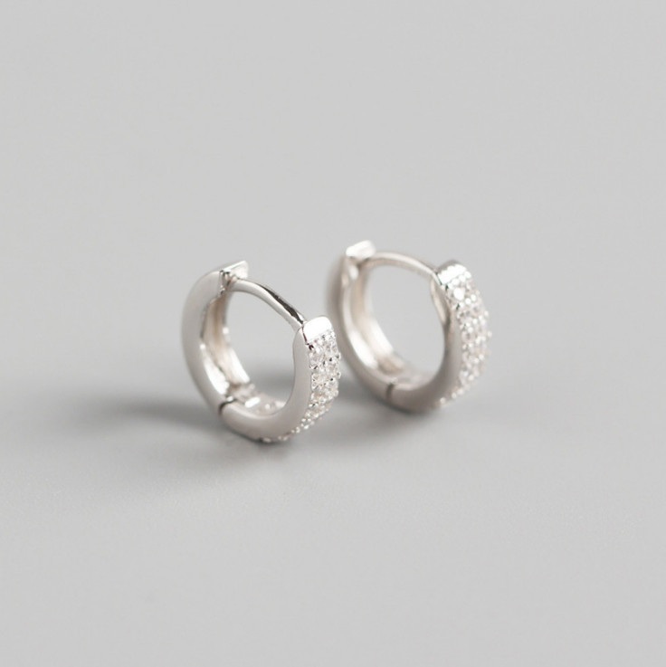 Unisex Sterling Silver Children Girl CZ Baby Huggie Hoop Earrings 10mm Gift A33