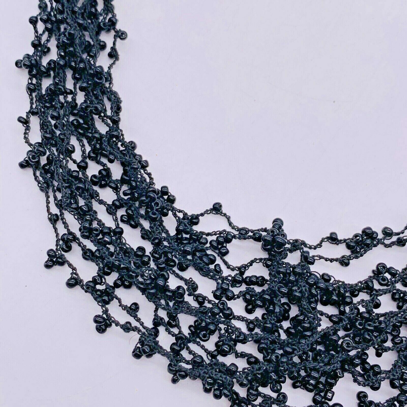 NWT Sonoma Life + Style 13 Strand Beaded Chain Necklace Black 24″ Made in India
